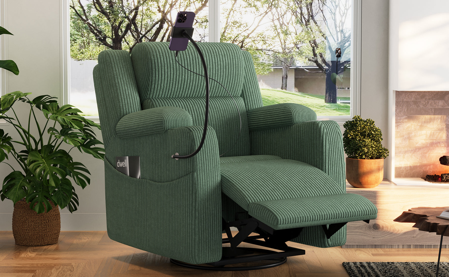 Electric Power Recliner Chair with Heat and Massage, 270° Swivel detail image 52