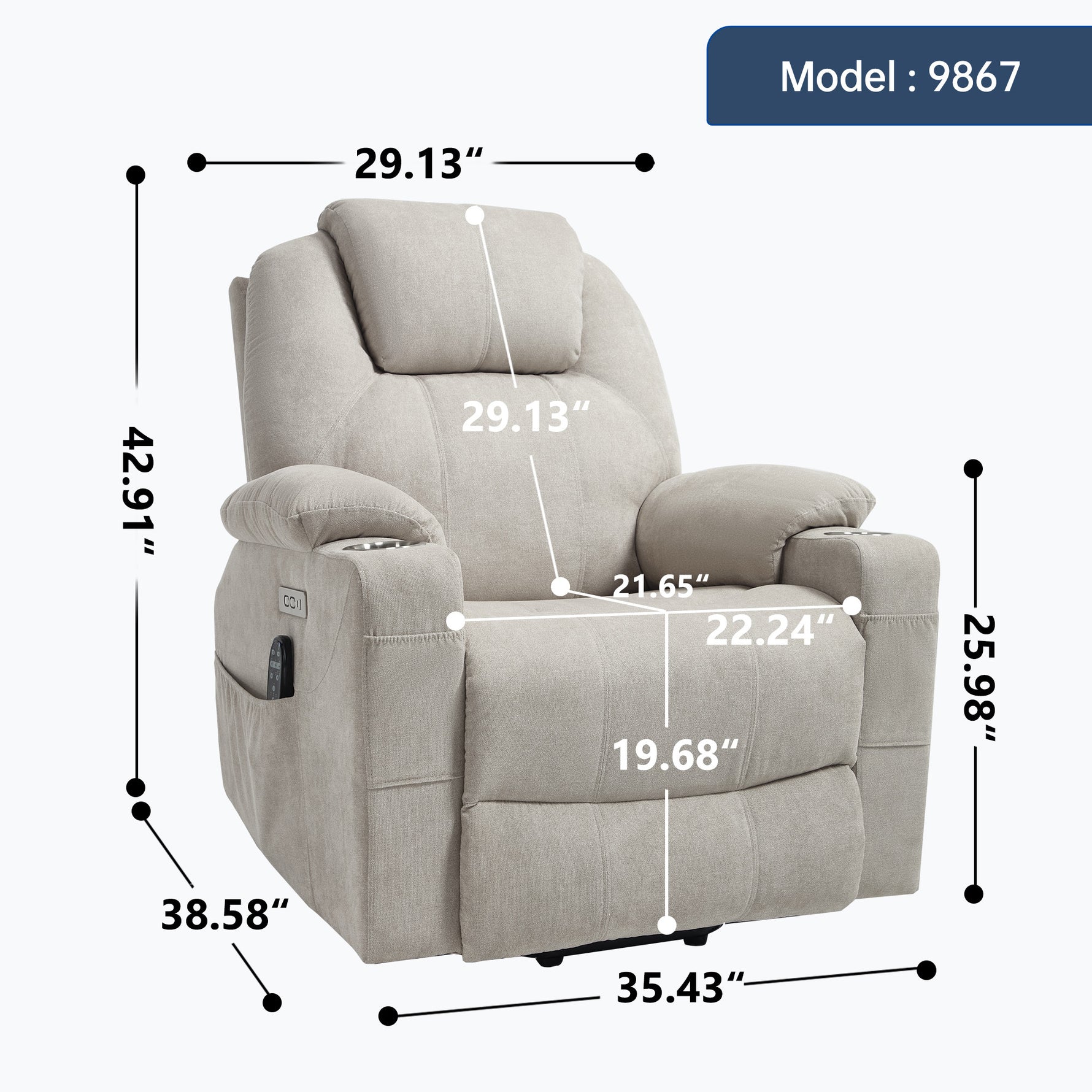 Dual-Motor Leather-Air Power Lift Recliner detail image 46