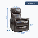 Faux Leather Heat Massage Manual Recliner Chair with Rocker and Swivel for Living Room detail image 33