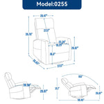 Heat Massage Manual Recliner Chair with Rocker and Swivel in Fabric for Living Room detail image 41