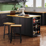 53 in. Farmhouse Kitchen Island with Power Outlet & Stools product view 100