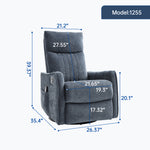 Heat Massage Manual Recliner Chair with Rocker and Swivel in Fabric for Living Room detail image 37