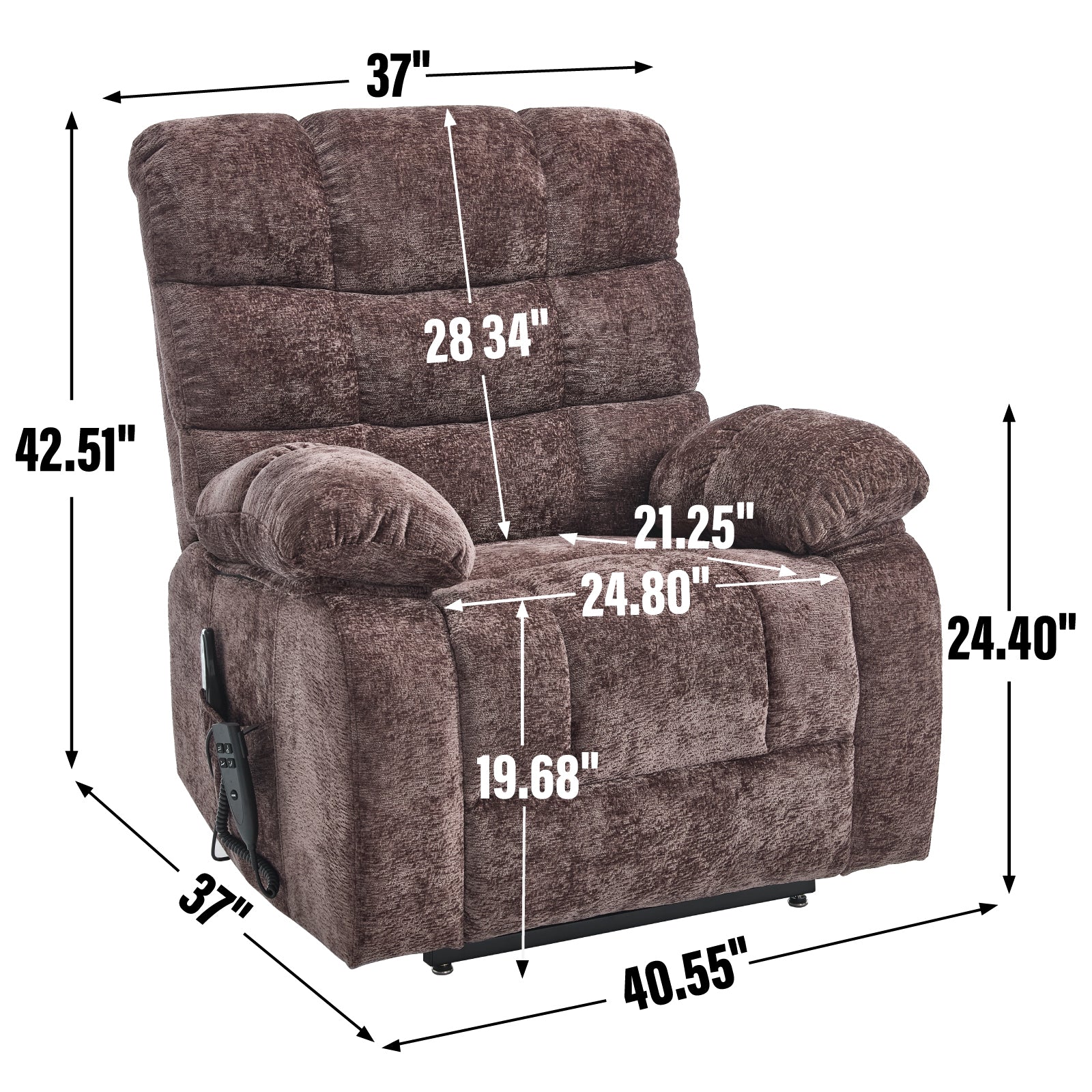 Dual-Motor Lift Recliner with Heat & Massage, 350 lb Capacity detail image 64