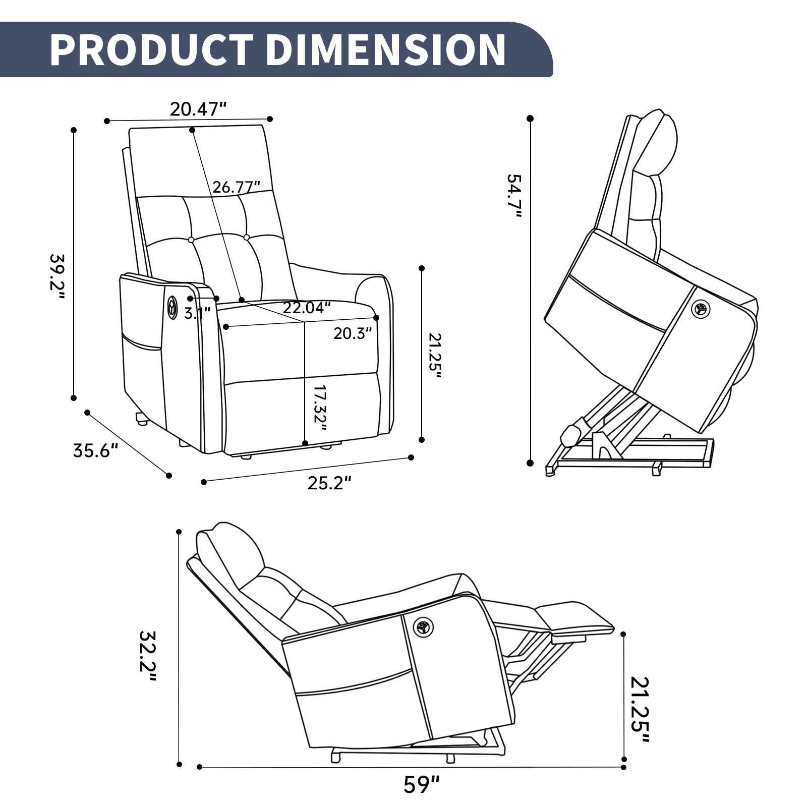 Single Motor Power Lift Recliner Chair with Massage & Heat detail image 75