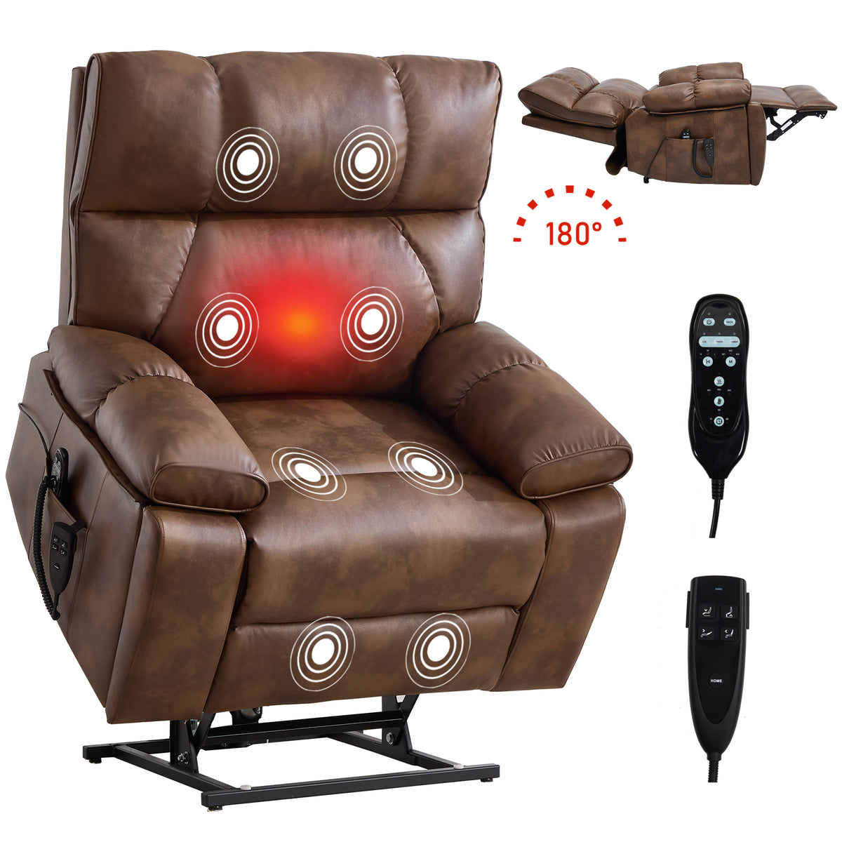 Dual-Motor Power Lift Recliner with Heat & Massage, 350 lb Capacity detail image 96