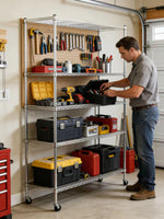 Heavy-Duty Adjustable Wire Shelving Unit with Wheels & Levelers for workshop, garage, storage, or utility use