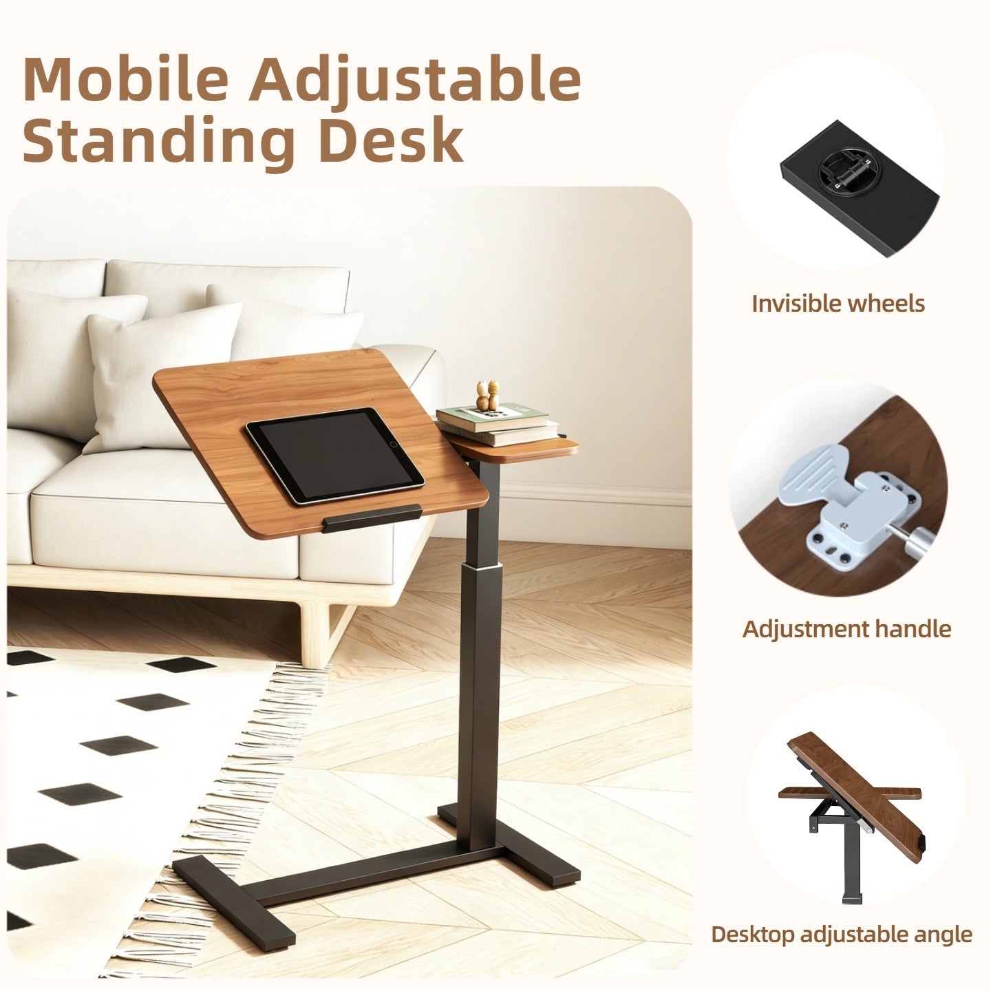 Mobile Adjustable Overbed Laptop Desk mobile laptop workstation