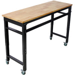 60" Rolling Adjustable Workbench, Black Hammertone workshop project bench