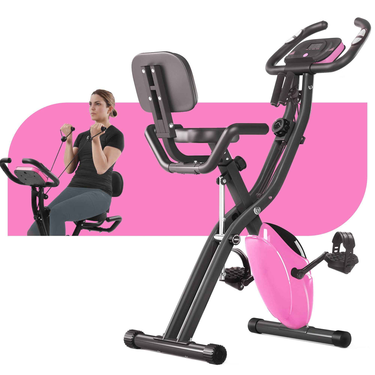Folding Stationary Bike with 16-Level Magnetic Resistance, 300 lb Capacity detail image 2
