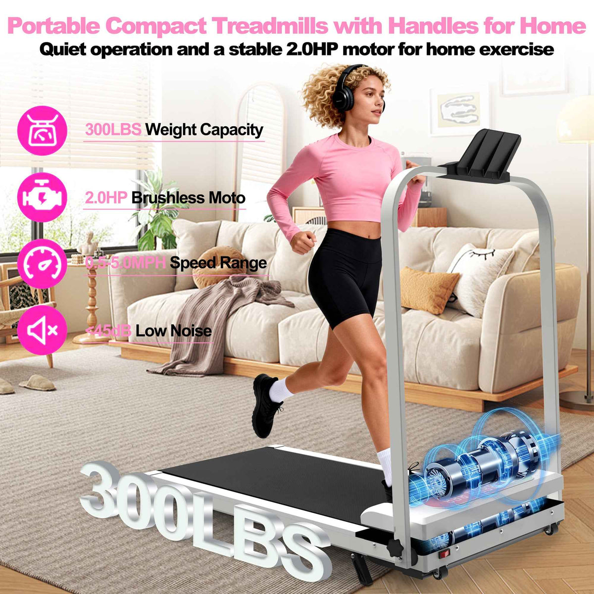 Foldable Under-Desk Walking Pad with Handlebar & Incline under-desk walking pad