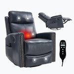 Genuine Leather Heat Massage Manual Recliner Chair with Rocker and Swivel for Living Room detail image 49