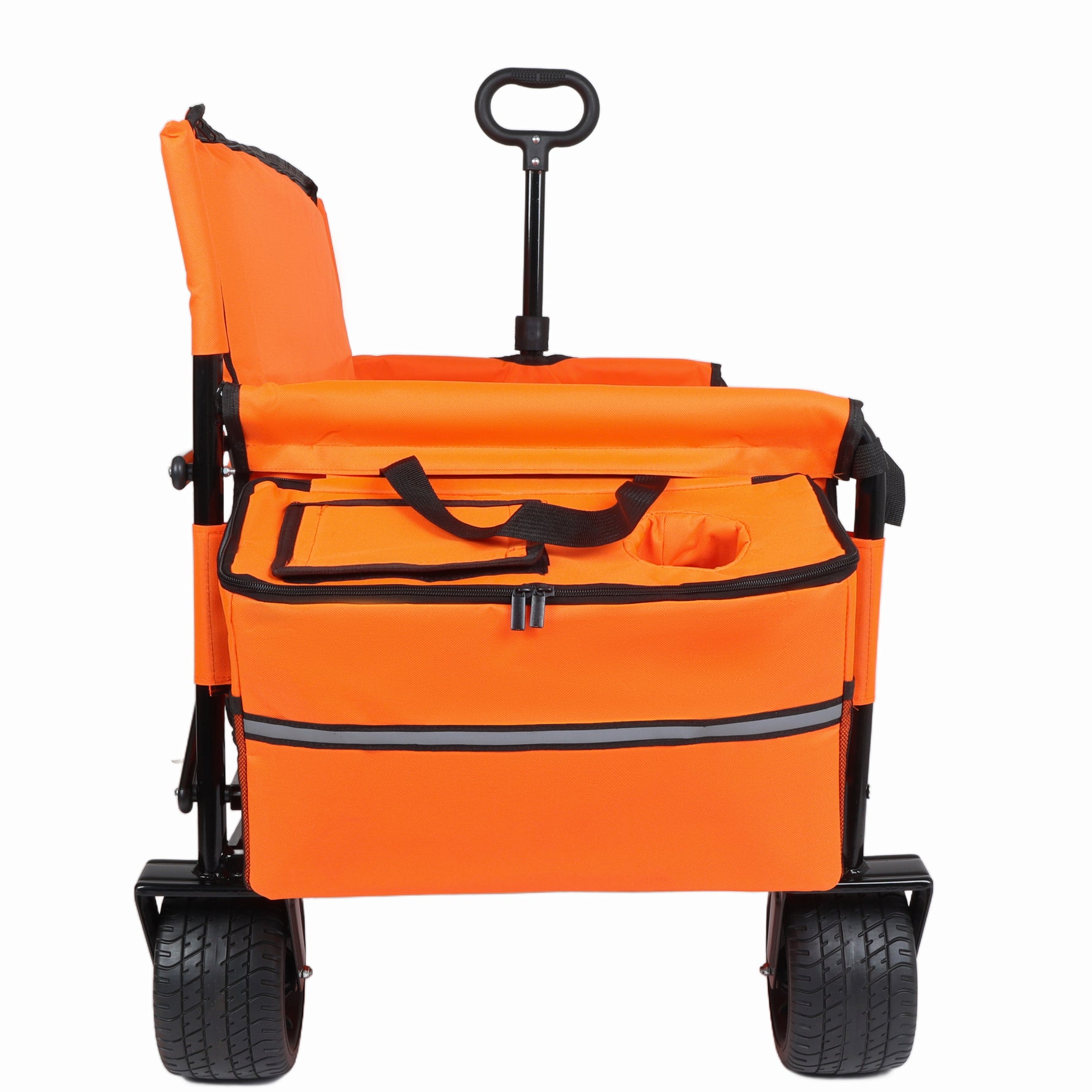 3-in-1 Folding Wagon Cart with Bench Seat & Storage for workshop, garage, storage, or utility use