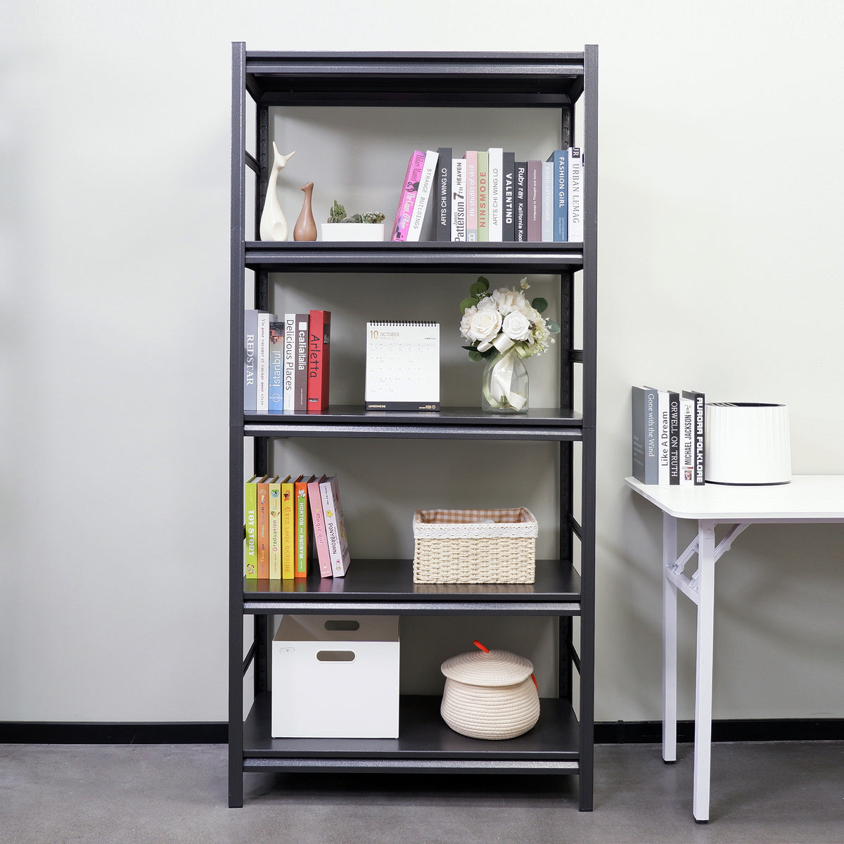 5-Tier Heavy-Duty Adjustable Metal Storage Rack for workshop, garage, storage, or utility use