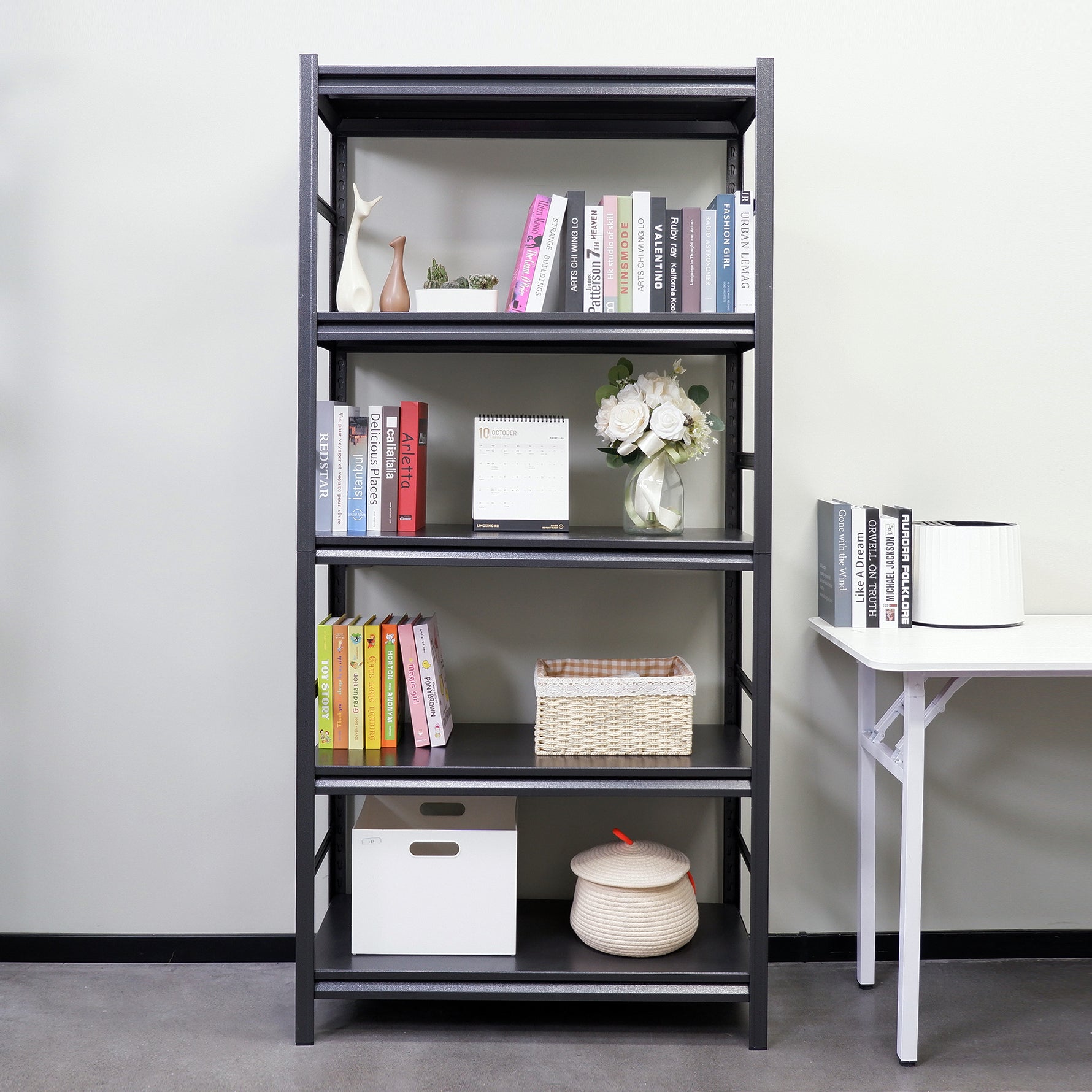 5-Tier Heavy-Duty Adjustable Metal Storage Rack for workshop, garage, storage, or utility use