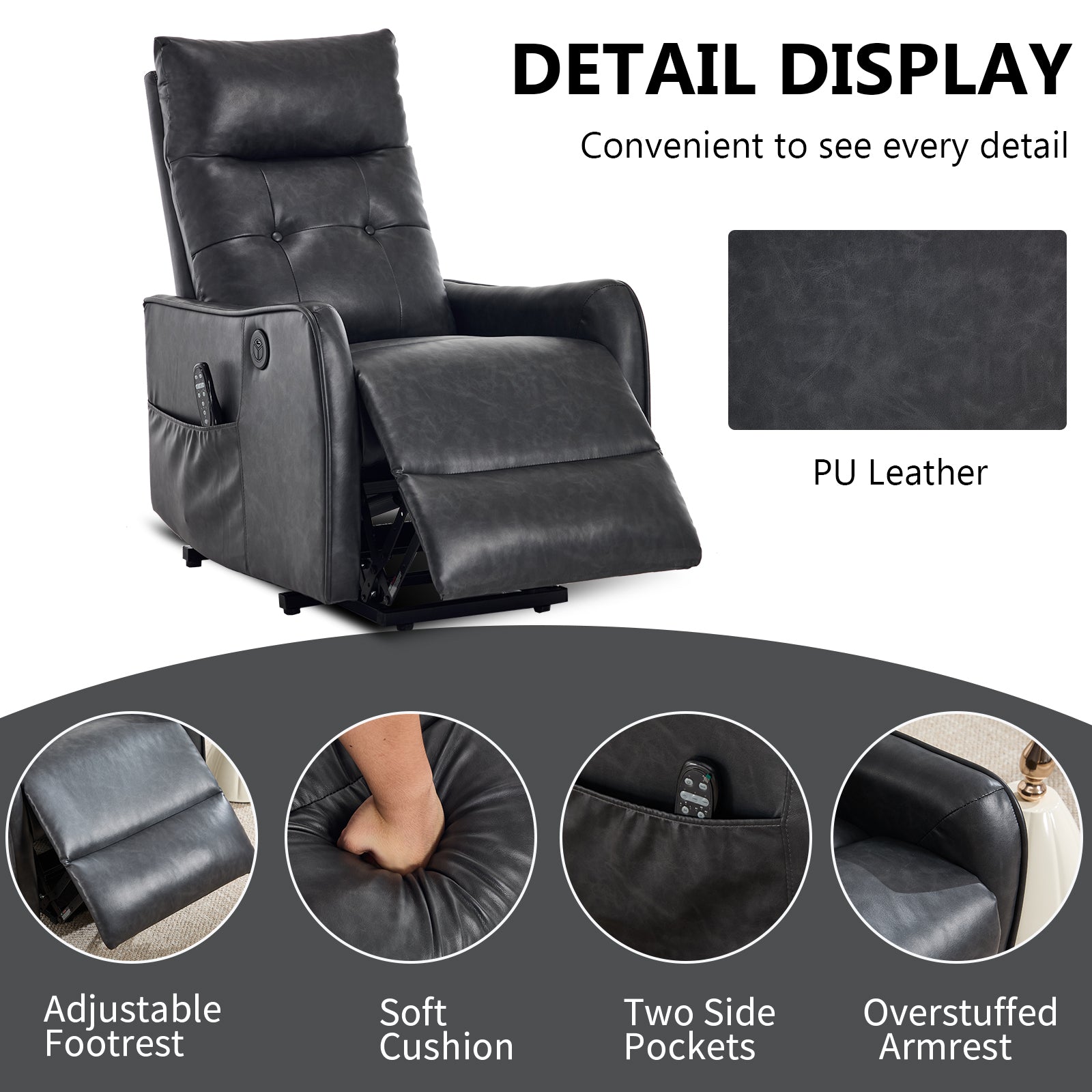 Single Motor Power Lift Recliner Chair with Massage & Heat detail image 116