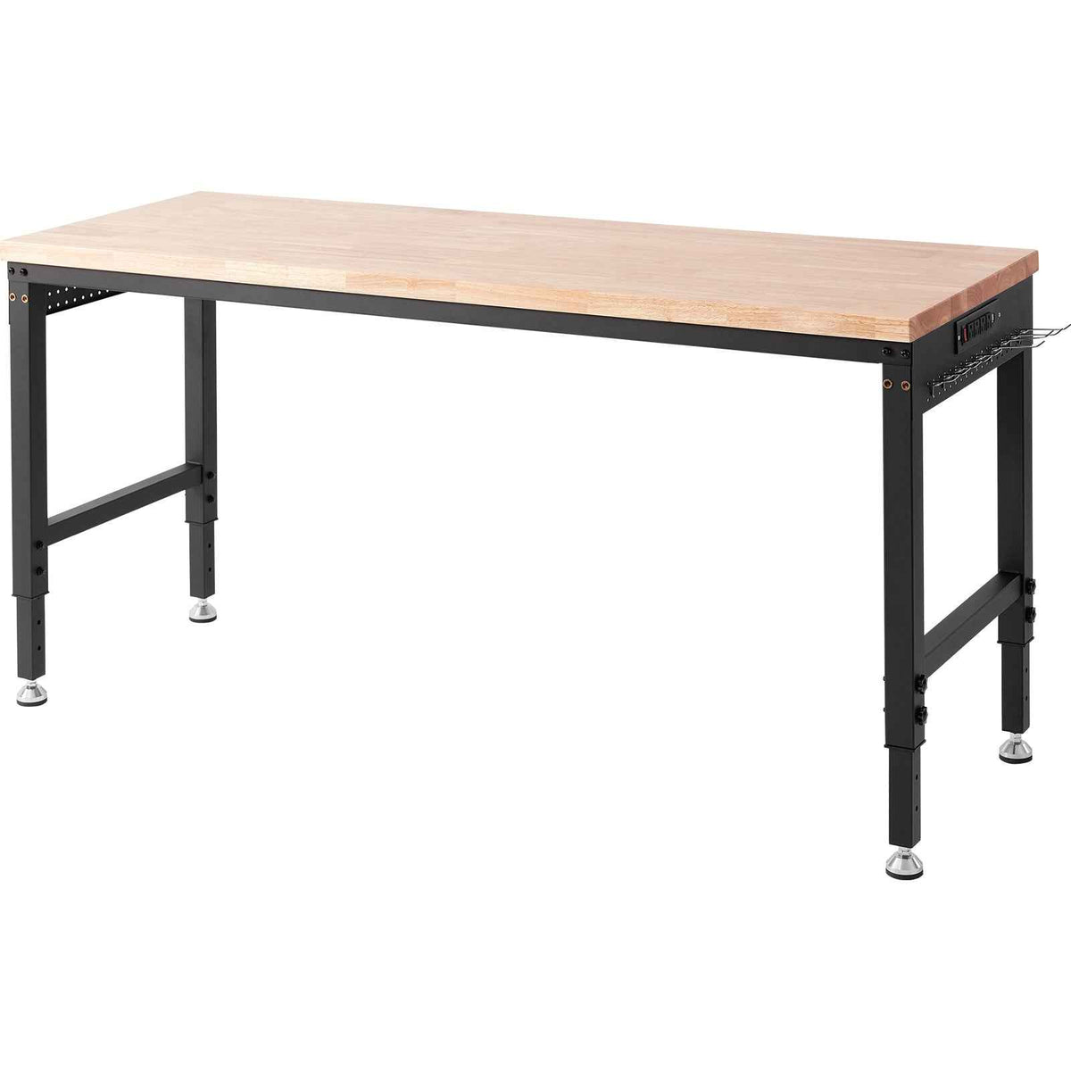 VEVOR Adjustable Height Hardwood Workbench with Power Outlets for workshop, garage, storage, or utility use