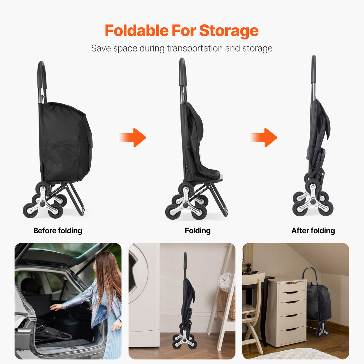 VEVOR Foldable Stair-Climbing Cart for workshop, garage, storage, or utility use