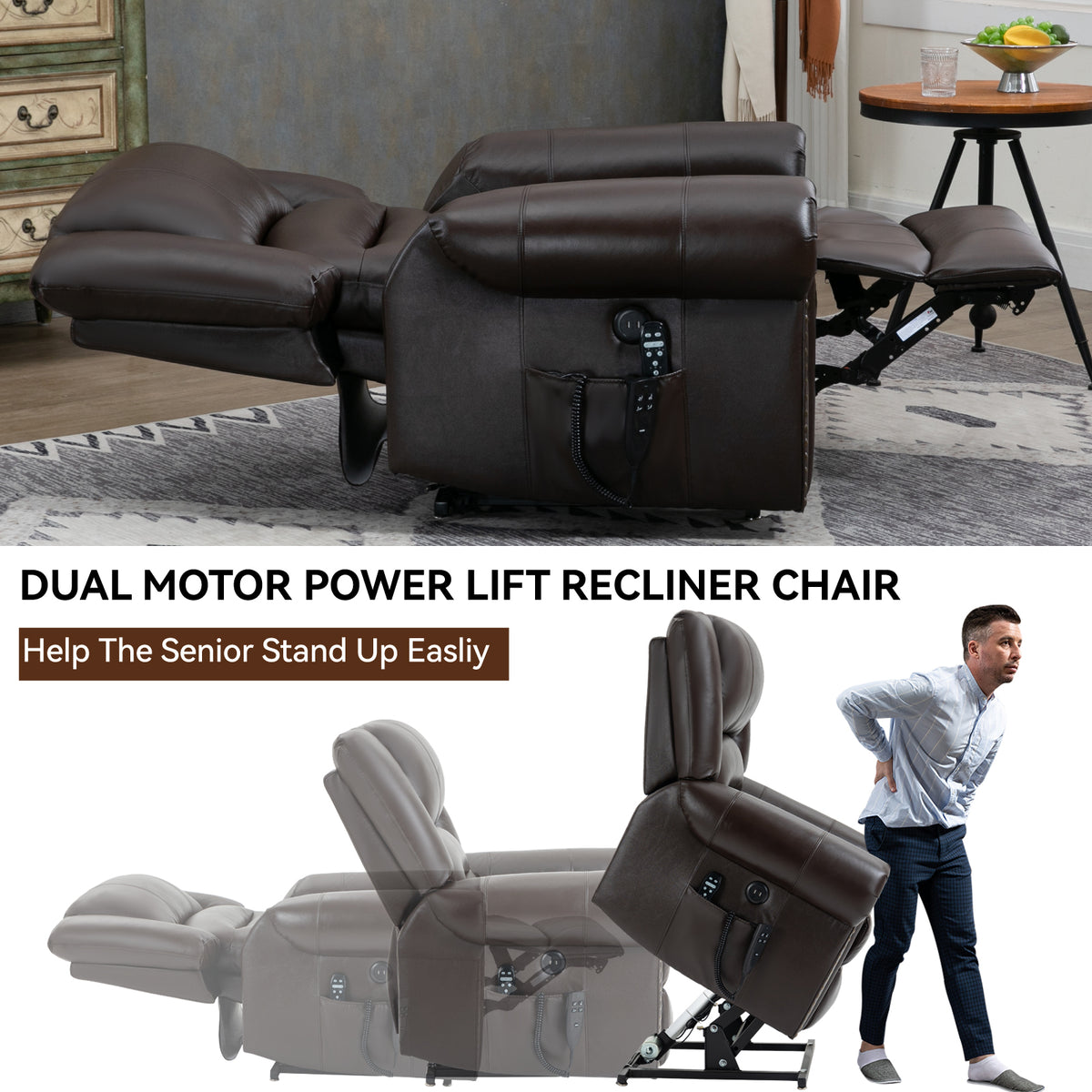 Dual-Motor Power Lift Heat & Massage Recliner detail image 11