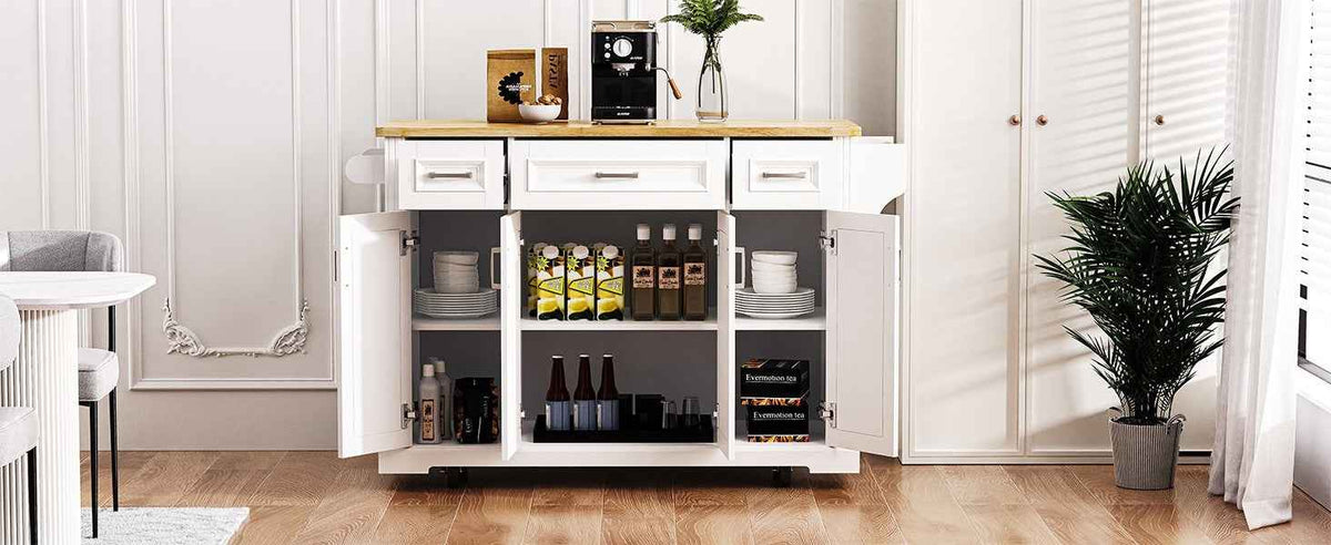 54 in. Rolling Kitchen Island with Drop Leaf & Storage product view 33