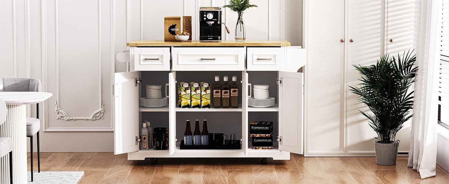 54 in. Rolling Kitchen Island with Drop Leaf & Storage product view 33