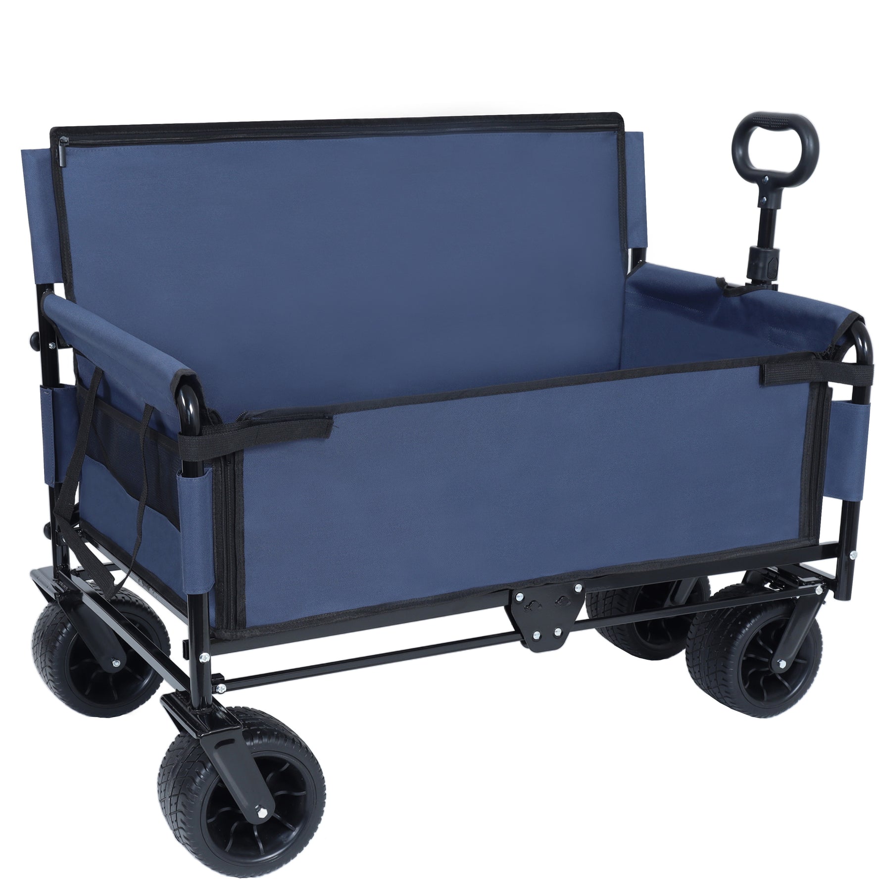 3-in-1 Folding Wagon Cart with Bench Seat & Storage for workshop, garage, storage, or utility use