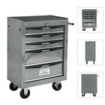 Rolling 5-Drawer Steel Tool Chest with Stainless Steel Top for workshop, garage, storage, or utility use