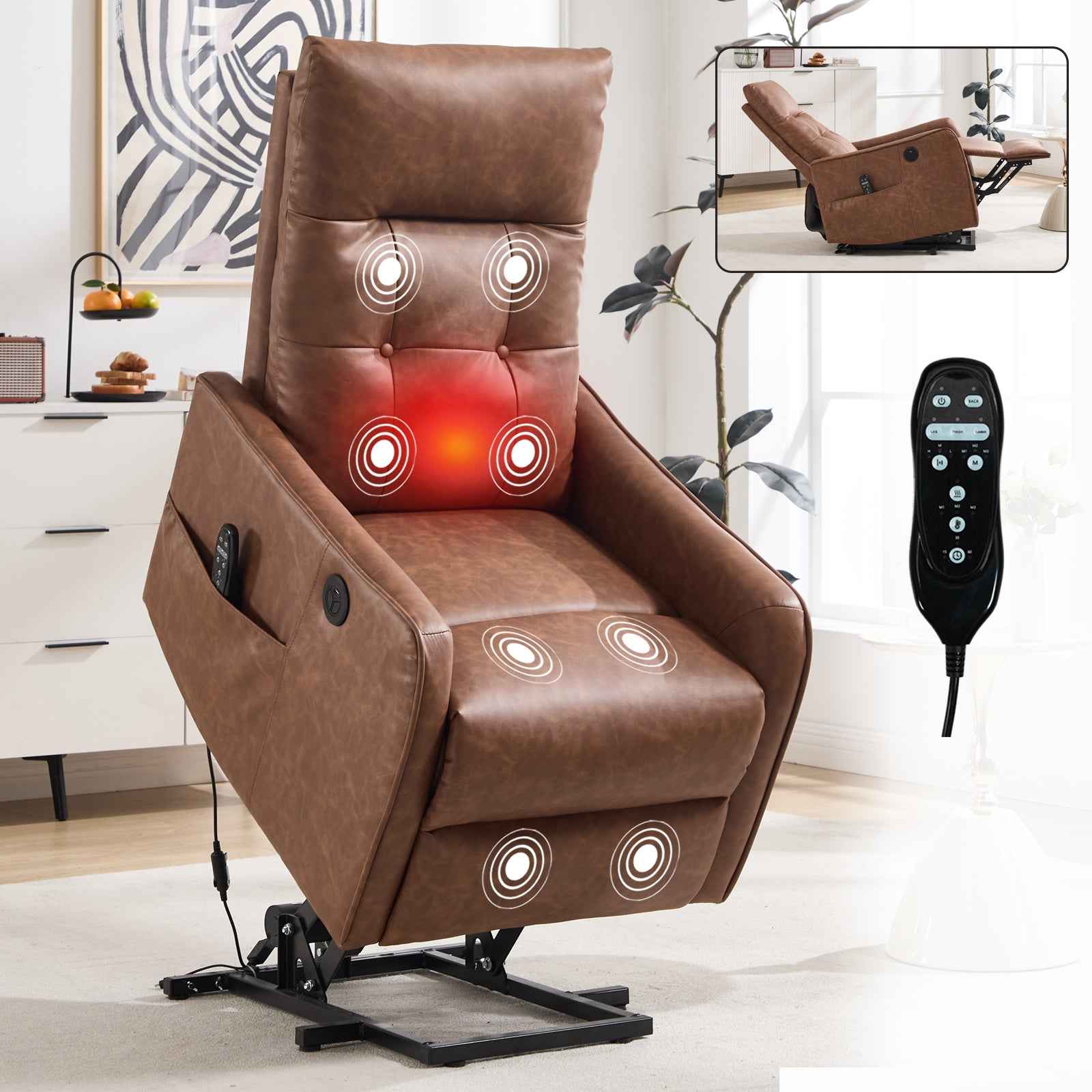 Single Motor Power Lift Recliner Chair with Massage & Heat detail image 91