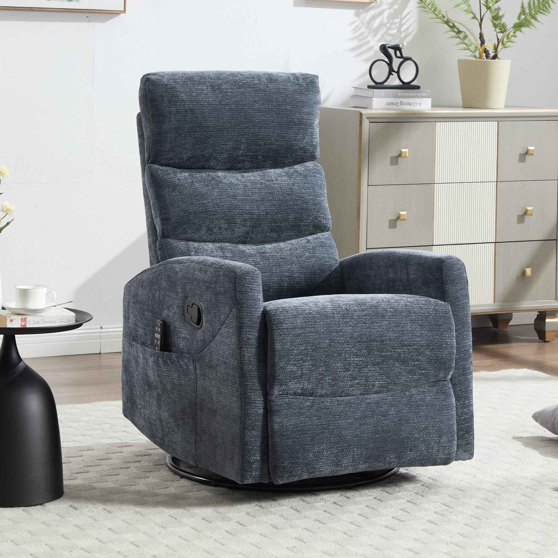 Heat Massage Manual Recliner Chair with Rocker and Swivel in Fabric for Living Room detail image 13