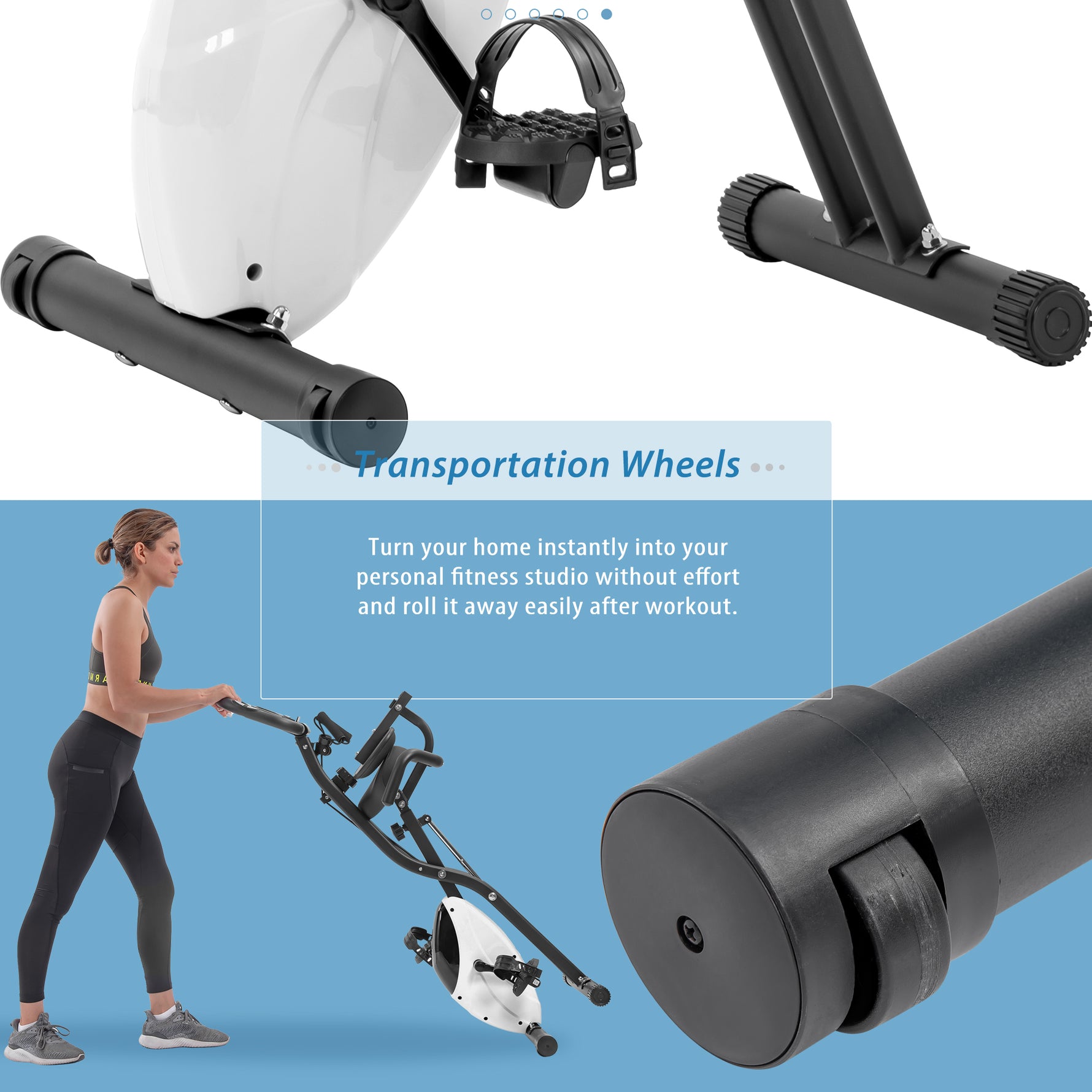 Folding Stationary Bike with 16-Level Magnetic Resistance, 300 lb Capacity detail image 54