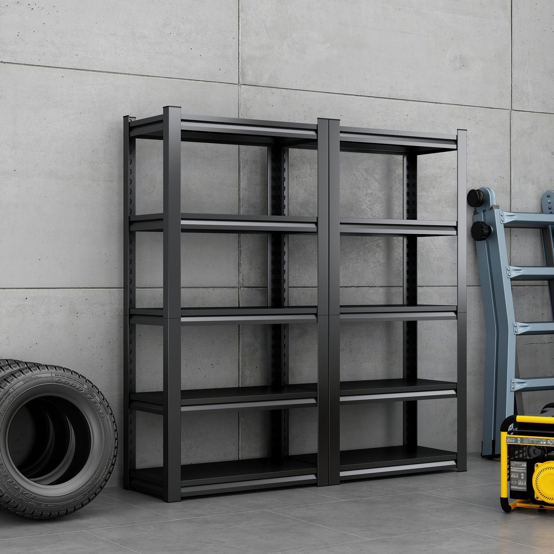 Industrial Heavy-Duty 5-Tier Adjustable Metal Shelving Unit for workshop, garage, storage, or utility use