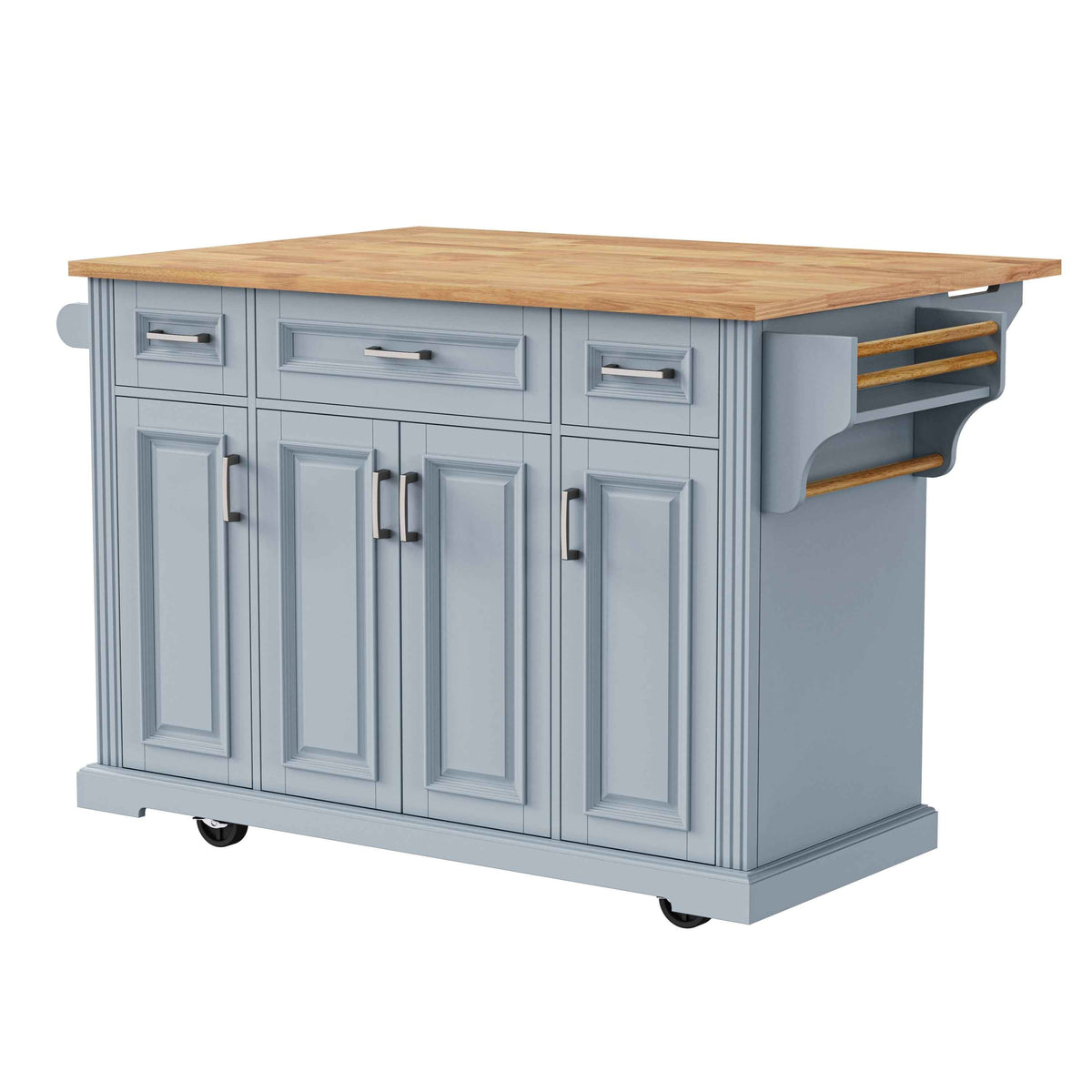 54 in. Rolling Kitchen Island with Drop Leaf & Storage product view 96