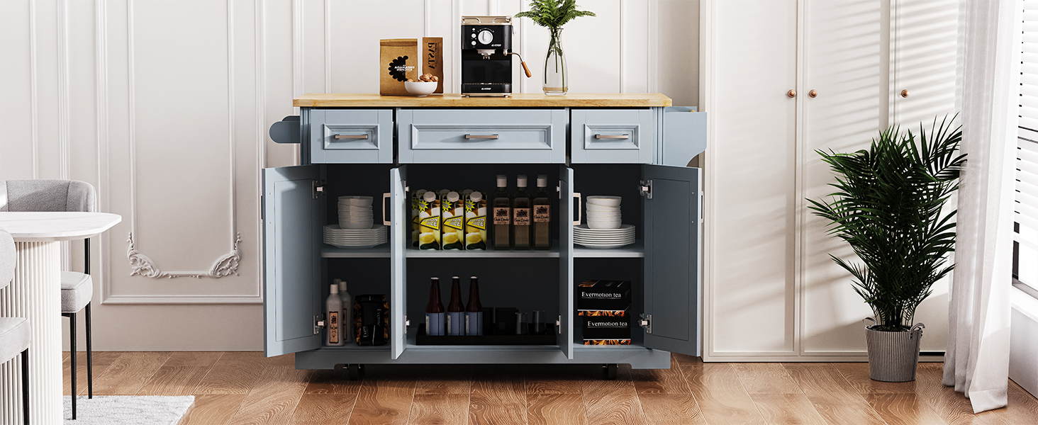 54 in. Rolling Kitchen Island with Drop Leaf & Storage product view 99