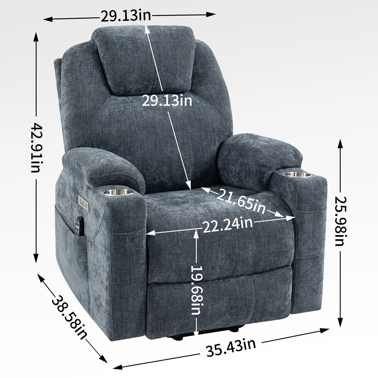 Dual-Motor Leather-Air Power Lift Recliner detail image 67