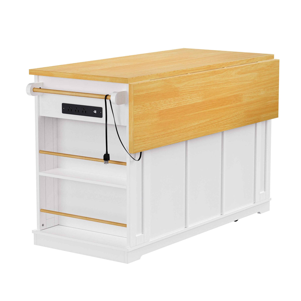 53 in. Farmhouse Kitchen Island with Power Outlet & Stools product view 58