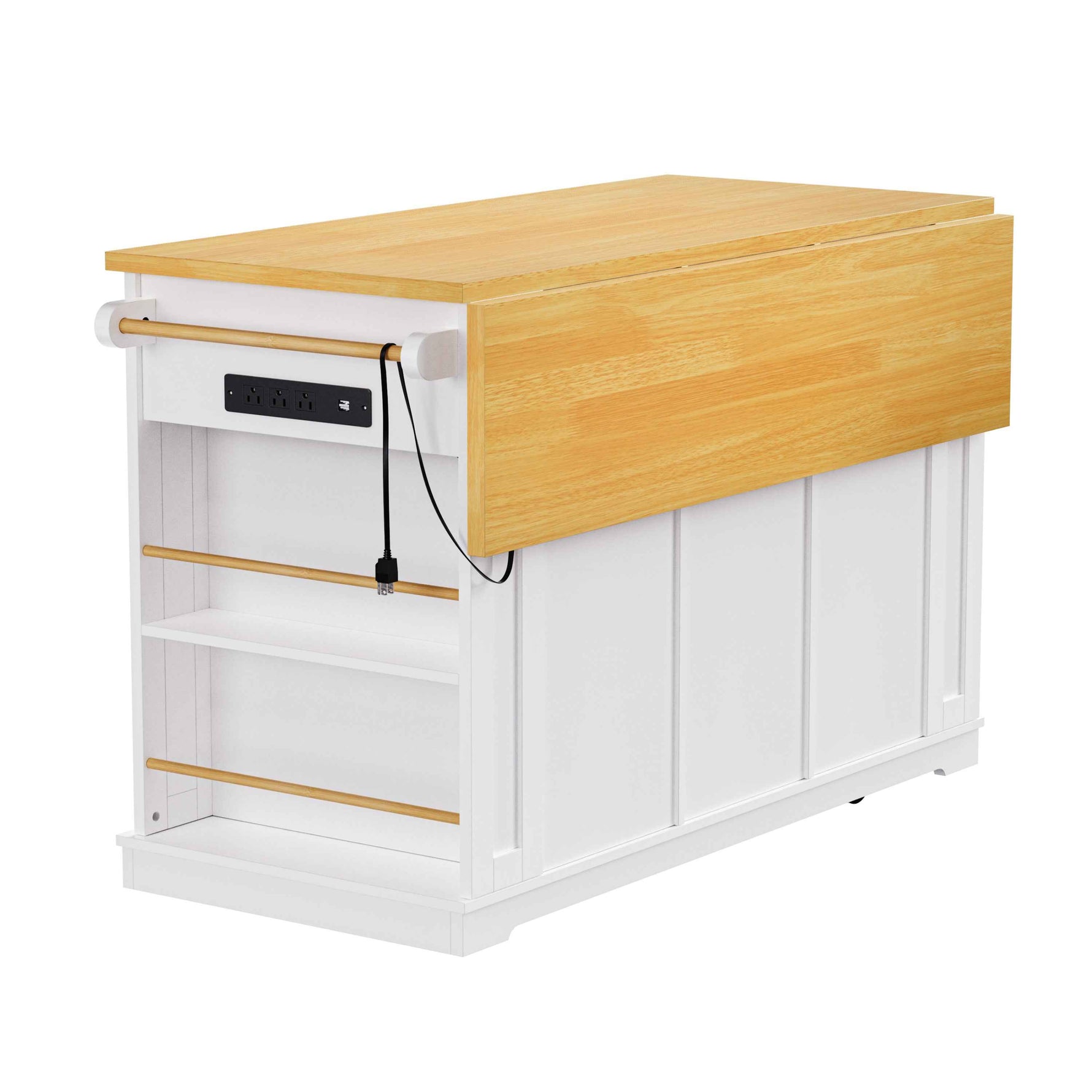 53 in. Farmhouse Kitchen Island with Power Outlet & Stools product view 58