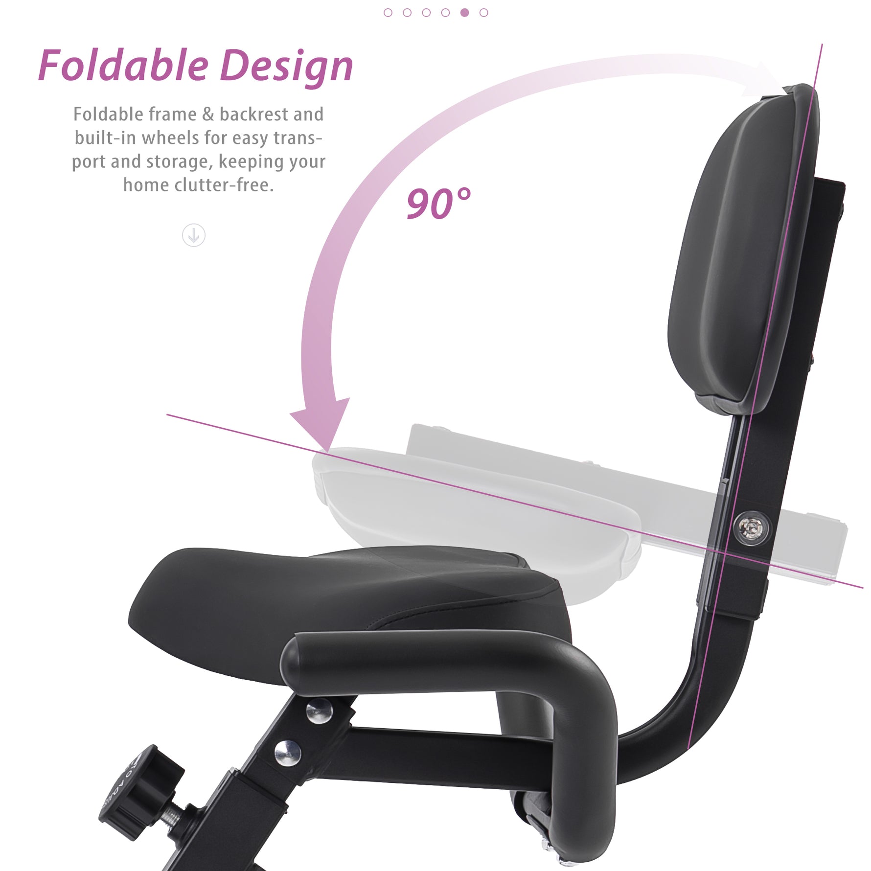 Folding Stationary Bike with 16-Level Magnetic Resistance, 300 lb Capacity detail image 10