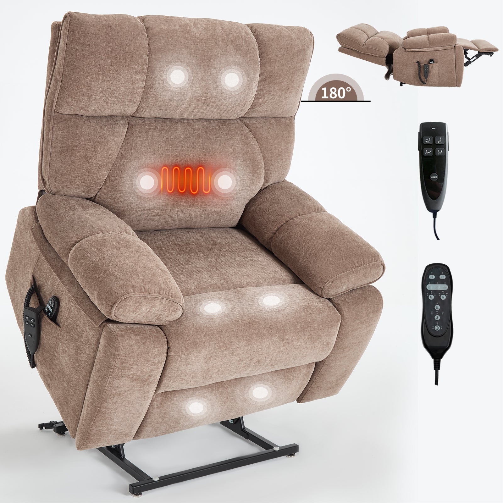 Dual-Motor Power Lift Recliner with Heat & Massage, 350 lb Capacity detail image 81