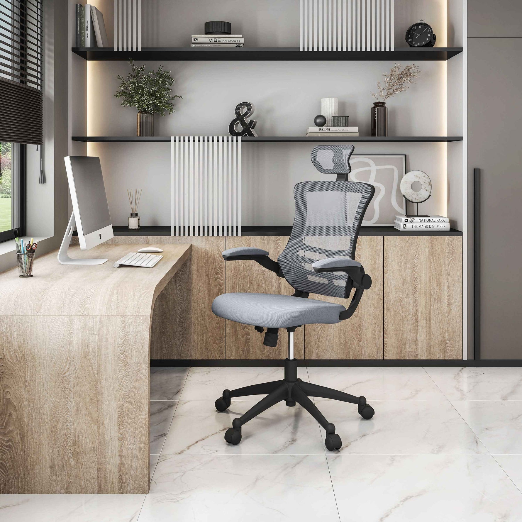 Techni Mobili High-Back Mesh Executive Chair, Silver Grey for home office seating