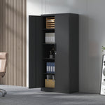 Locking Steel Garage Storage Cabinet with 4 Adjustable Shelves for workshop, garage, storage, or utility use
