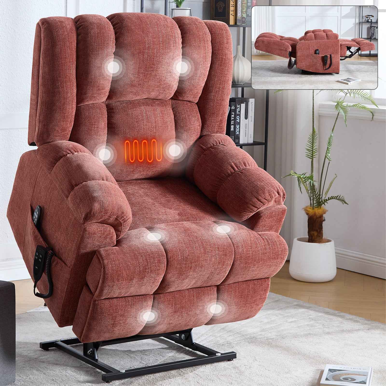 Dual-Motor Heat & Massage Power Lift Recliner, 350 lb Capacity detail image 78