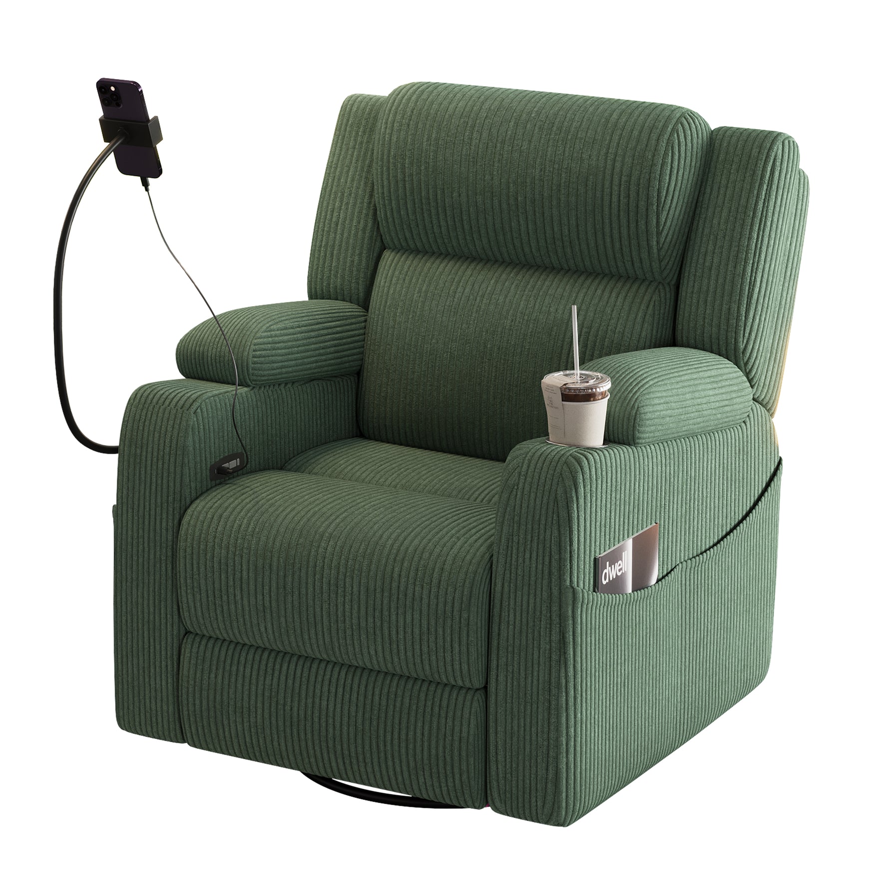 Electric Power Recliner Chair with Heat and Massage, 270° Swivel detail image 37