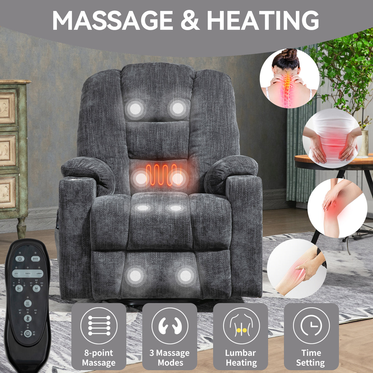 Large Power Lift Heat & Massage Recliner detail image 15