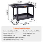 Heavy-Duty Rolling Utility Service Cart with 360° Swivel Wheels for workshop, garage, storage, or utility use