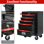 Rolling 5-Drawer Steel Tool Chest with Stainless Steel Top for workshop, garage, storage, or utility use