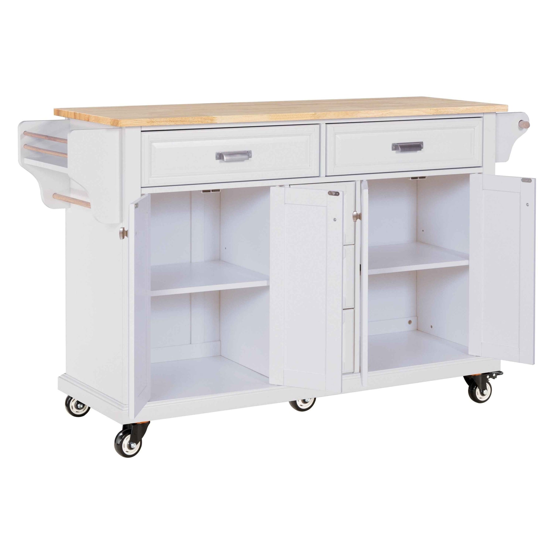 Rubberwood Kitchen Cart with 5 Drawers & Storage Cabinet product view 13