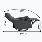 Heat Massage Manual Recliner Chair with Rocker and Swivel in Fabric for Living Room detail image 94