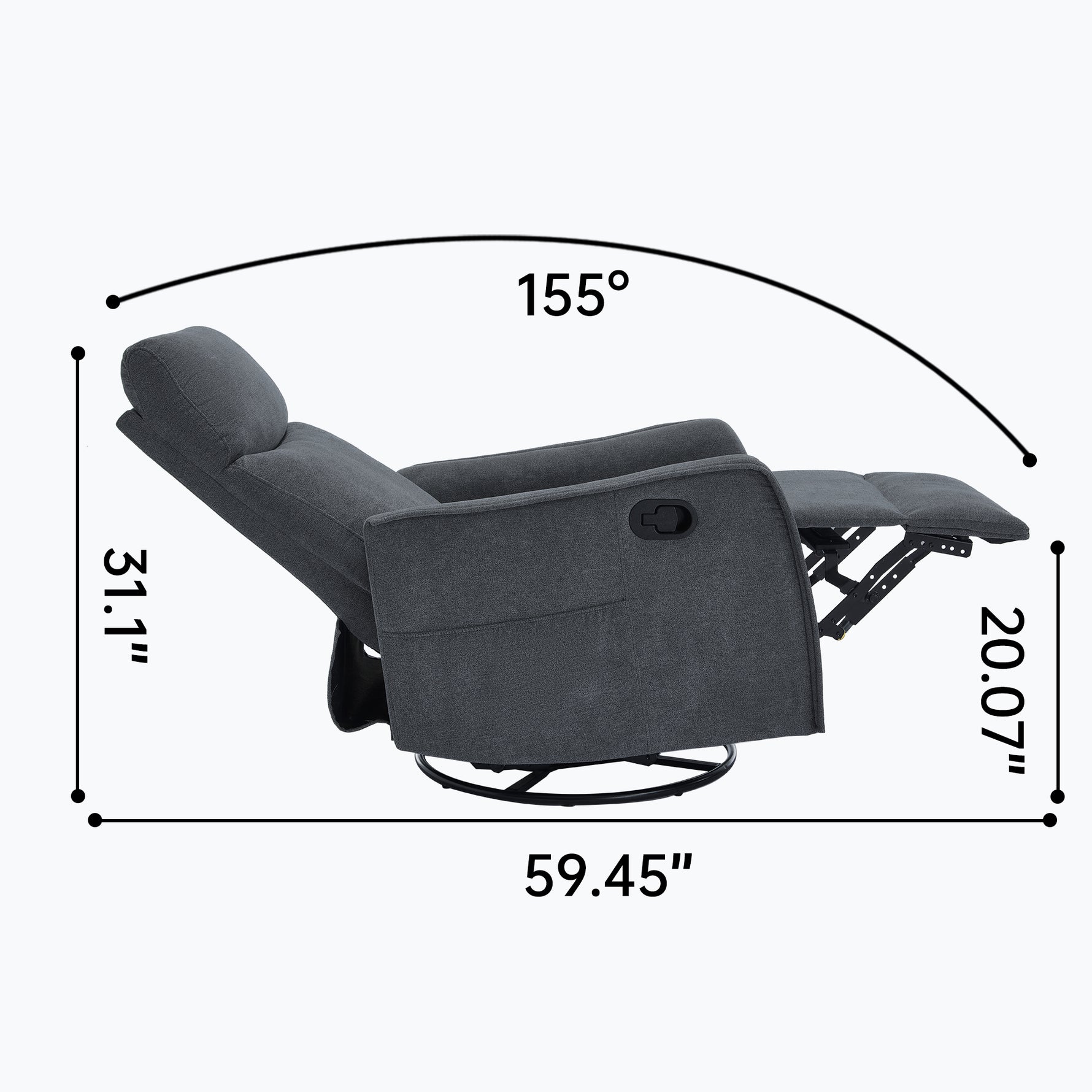 Heat Massage Manual Recliner Chair with Rocker and Swivel in Fabric for Living Room detail image 94