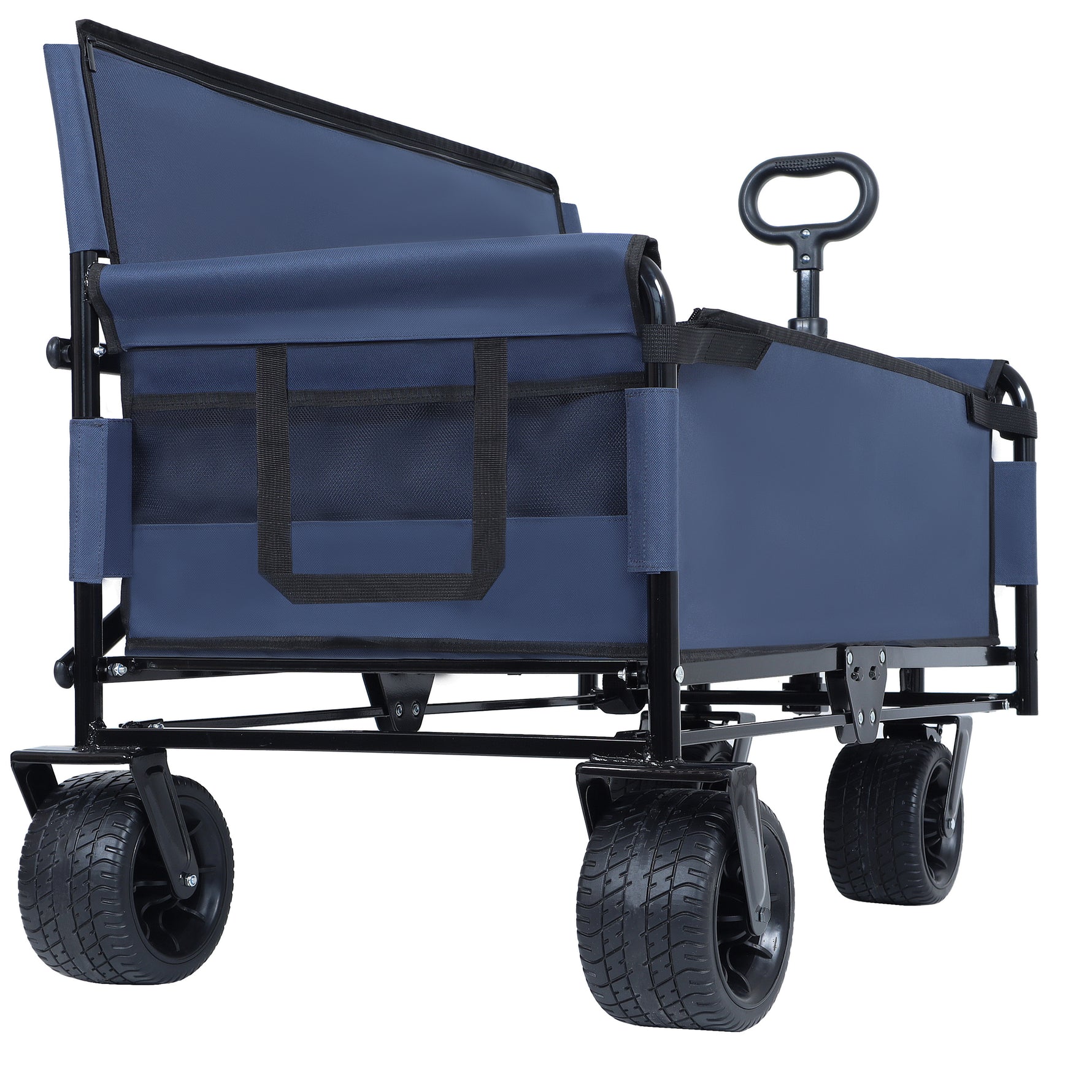 3-in-1 Folding Wagon Cart with Bench Seat & Storage for workshop, garage, storage, or utility use
