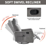 Heat Massage Manual Recliner Chair with Rocker and Swivel in Fabric for Living detail image 7