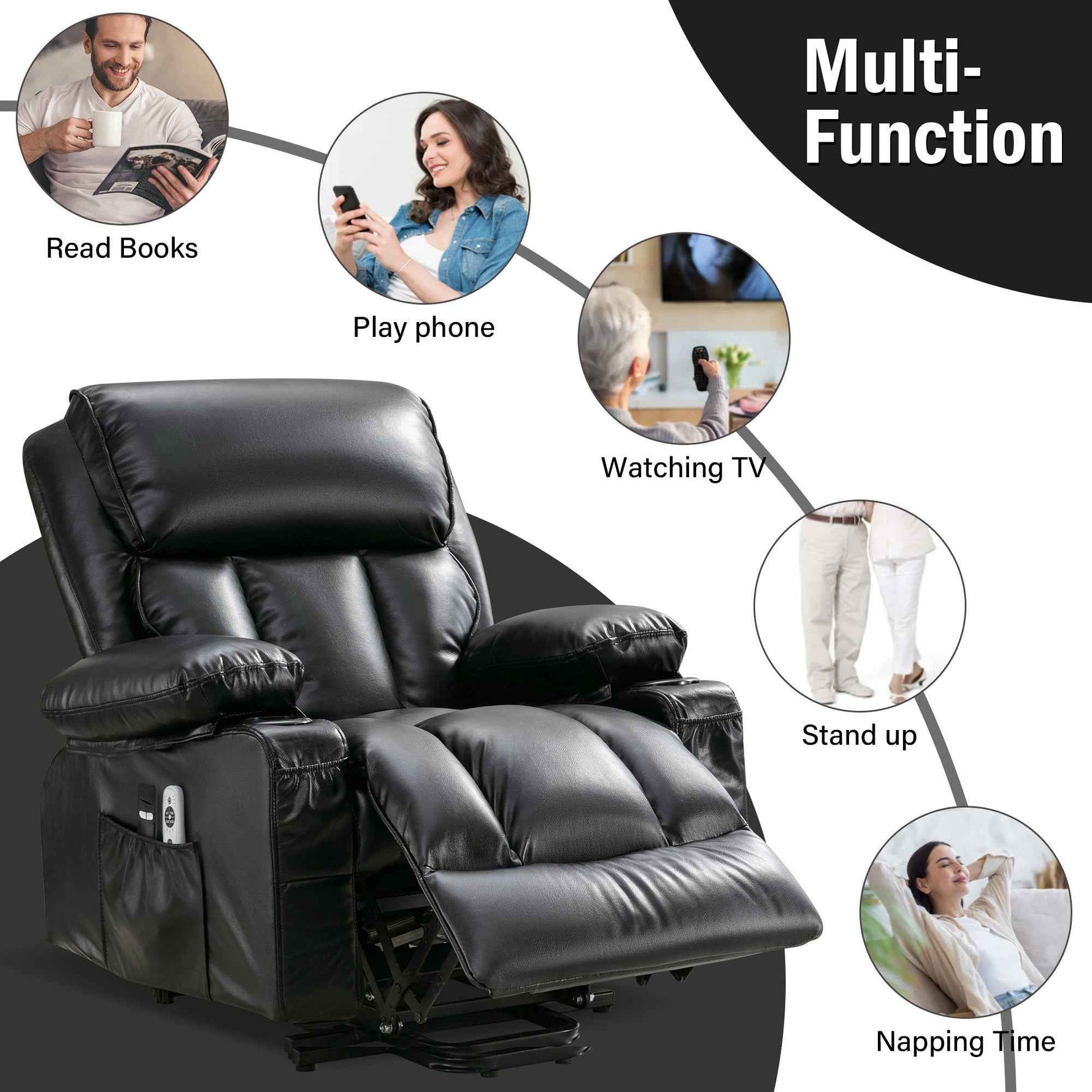 Power Lift Massage Recliner with Heat and Vibration detail image 5